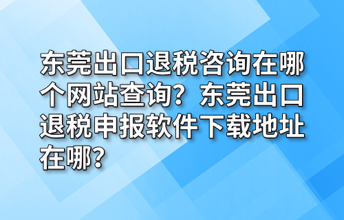 东莞出口退税咨询在哪个网站查询？东莞出口退税申报软件下载地址在哪？