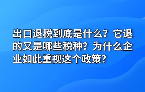 出口退税到底是什么？它退的又是哪些税种？为什么企业如此重视这个政策？