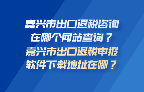 嘉兴市出口退税咨询在哪个网站查询？嘉兴市出口退税申报软件下载地址在哪？