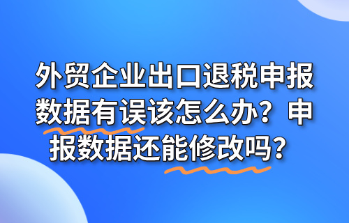 外贸企业出口退税申报数据有误怎么办？还能修改吗？