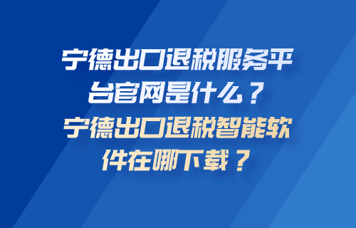 宁德市出口退税服务平台官网是什么？宁德市出口退税智能软件在哪下载？
