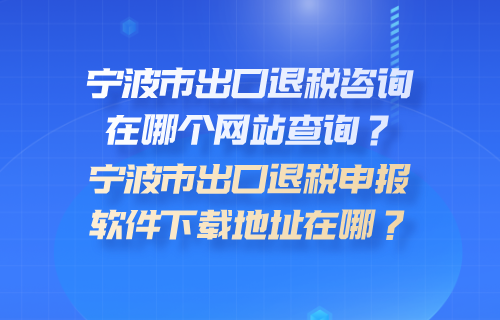 宁波市出口退税咨询在哪个网站查询？宁波市出口退税申报软件下载地址在哪？