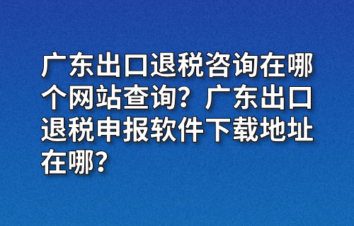 广东出口退税咨询在哪个网站查询？广东出口退税申报软件下载地址在哪？