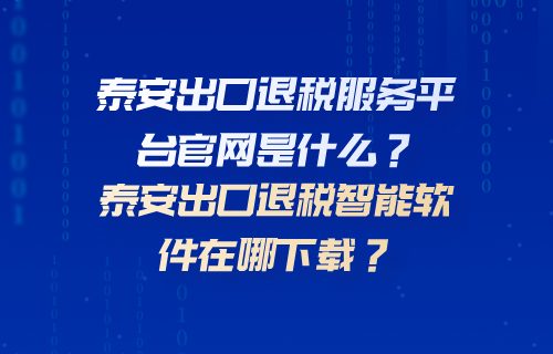 泰安出口退税服务平台官网是什么？泰安出口退税智能软件在哪下载？