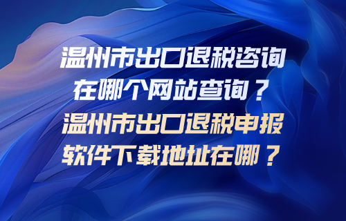 温州市出口退税咨询在哪个网站查询？温州市出口退税申报软件下载地址在哪？