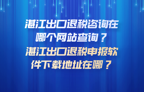 湛江出口退税咨询在哪个网站查询？湛江出口退税申报软件下载地址在哪？