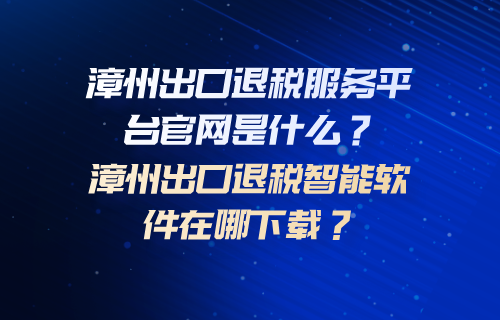 漳州市出口退税服务平台官网是什么？漳州市出口退税智能软件在哪下载？